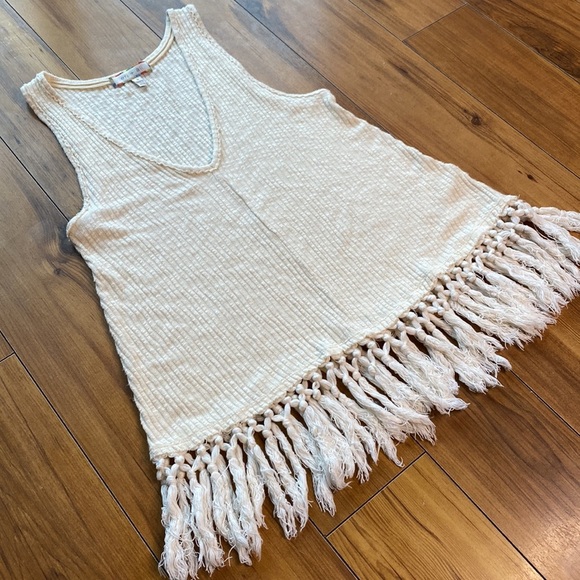 ⭐️Anthropology Eri + Ali Ribbed Fringe Tank Top - Picture 4 of 10
